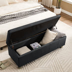 Faux Leather Storage Bench, Black
