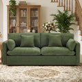 Modern Loveseat Sofa, 83.8 Inch 2 Seater Green Chenille Couch