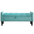 47" Velvet Storage Bench，Teal