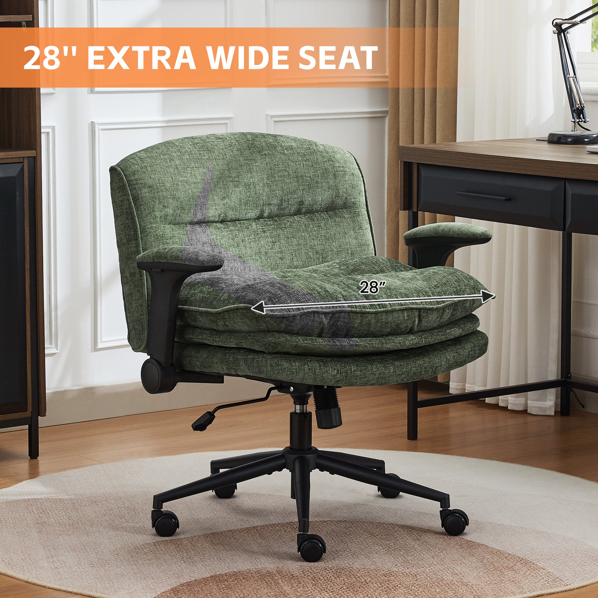 Criss Cross Chair with Flip-up Arms, Green