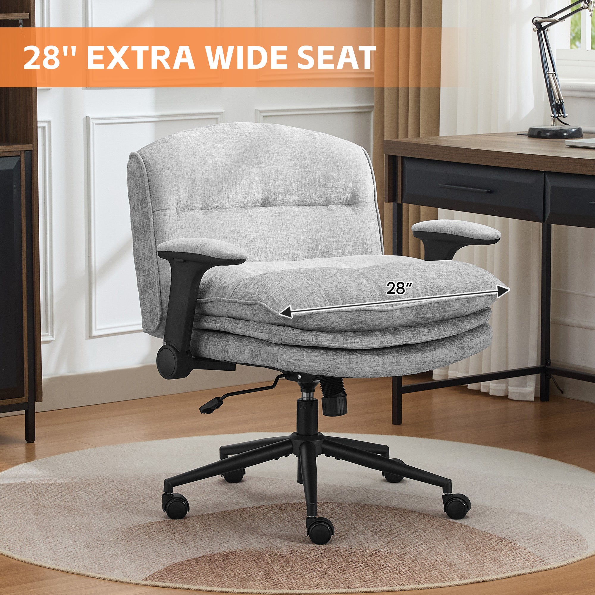 Criss Cross Chair with Flip-up Arms，Gray