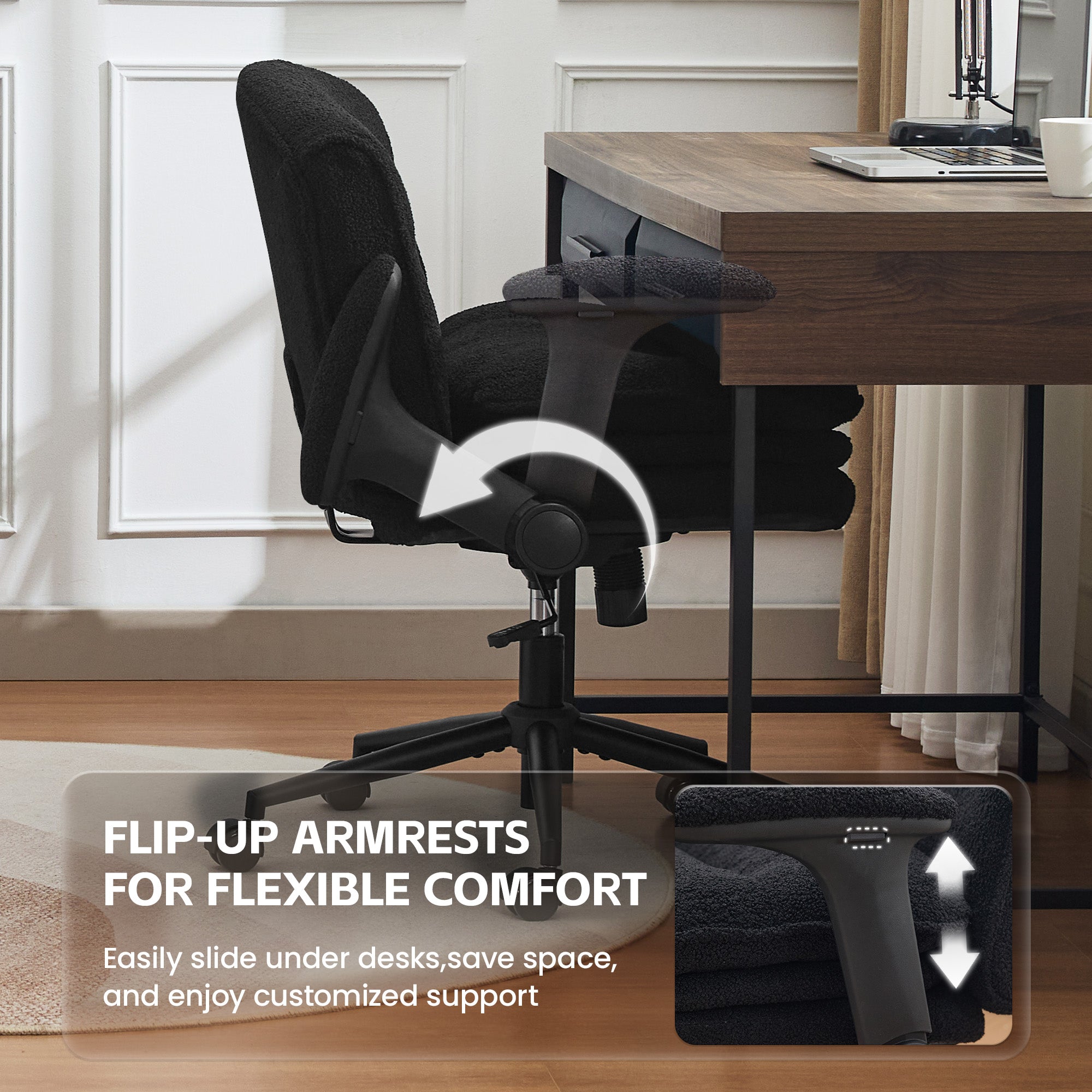 Criss Cross Chair with Flip-up Arms，Black