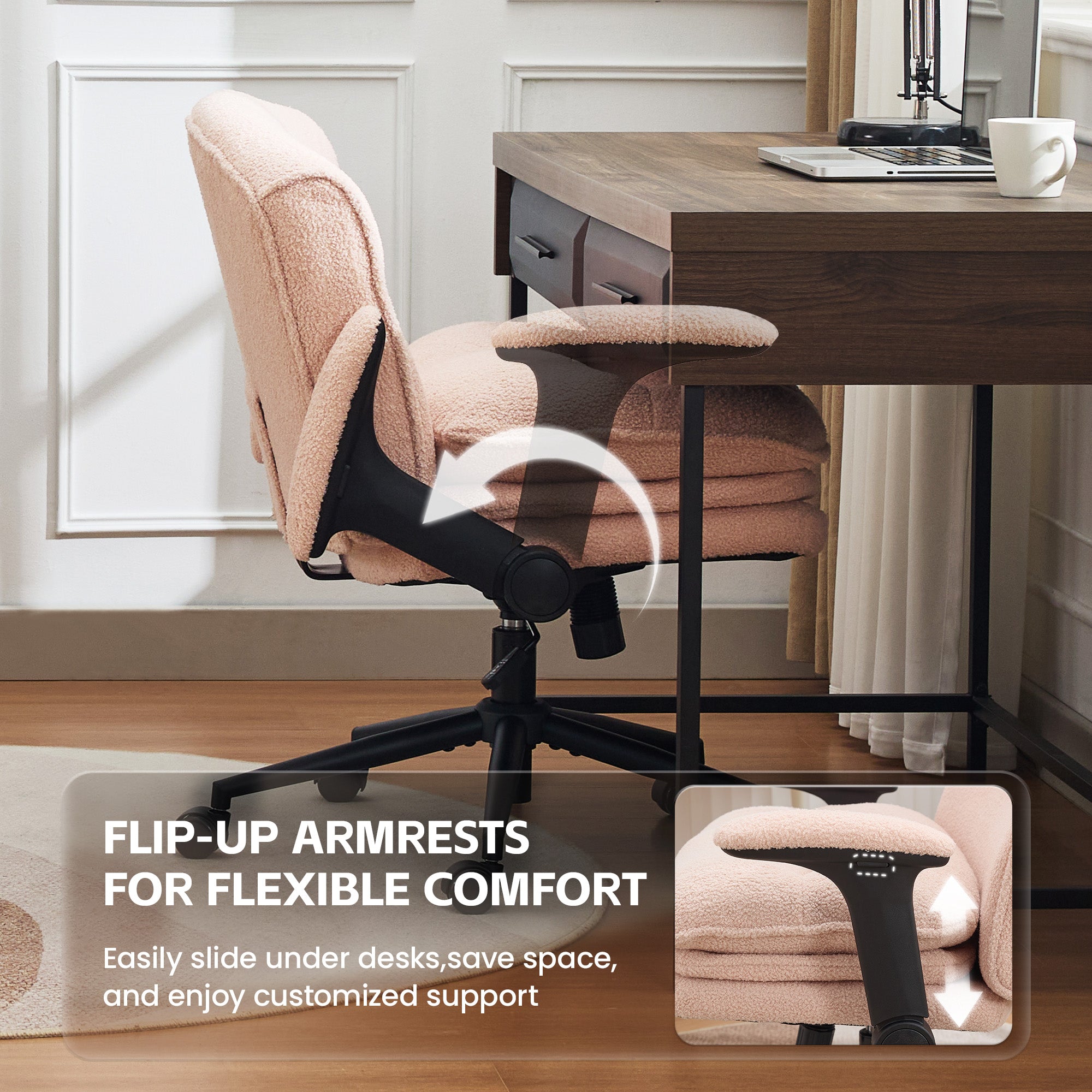 Criss Cross Chair with Flip-up Arms，Pink