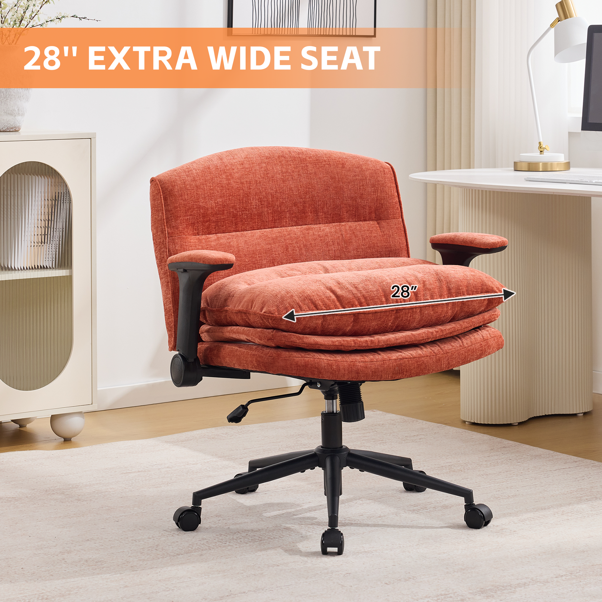 Criss Cross Chair with Flip-up Arms, Orange