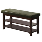 40" Shoe Bench with Leather Cushion, Green
