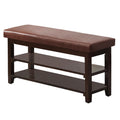 40" Shoe Bench with Leather Cushion, Brown