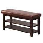 40" Shoe Bench with Leather Cushion, Brown