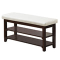 40" Shoe Bench with Leather Cushion, White