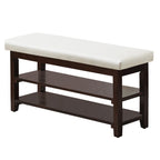 40" Shoe Bench with Leather Cushion, White