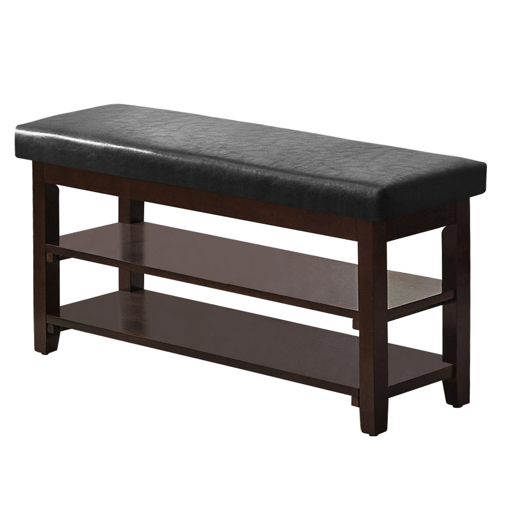 40" Shoe Bench with Leather Cushion, Black