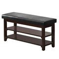 40" Shoe Bench with Leather Cushion, Black