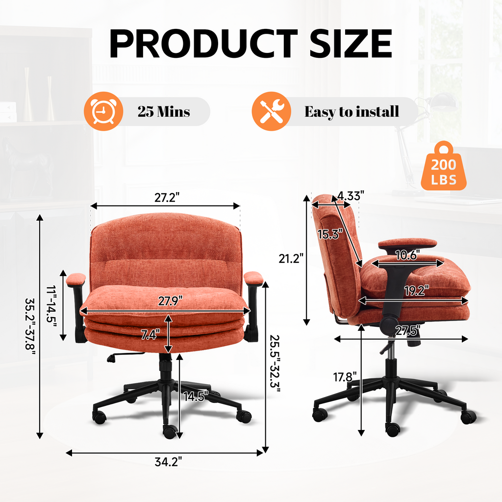 Criss Cross Chair with Flip-up Arms, Orange