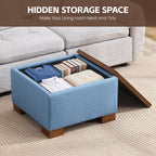 24" Square Storage Ottoman，Blue
