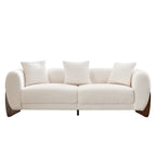 87" Boucle Couch with Solid Wood Legs,Beige