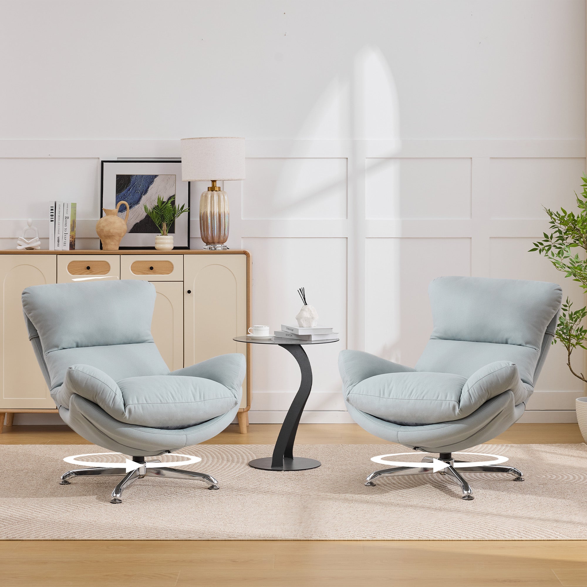 Swivel Oversized Accent Chair，Blue