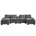 U Shaped Cloud Modular Sofa with Chaise Lounges，Gray