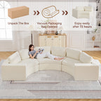 Curved Compression Sectional Couch，6 Seater，White