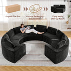 Curved Compression Sectional Couch，10 Seater，Black