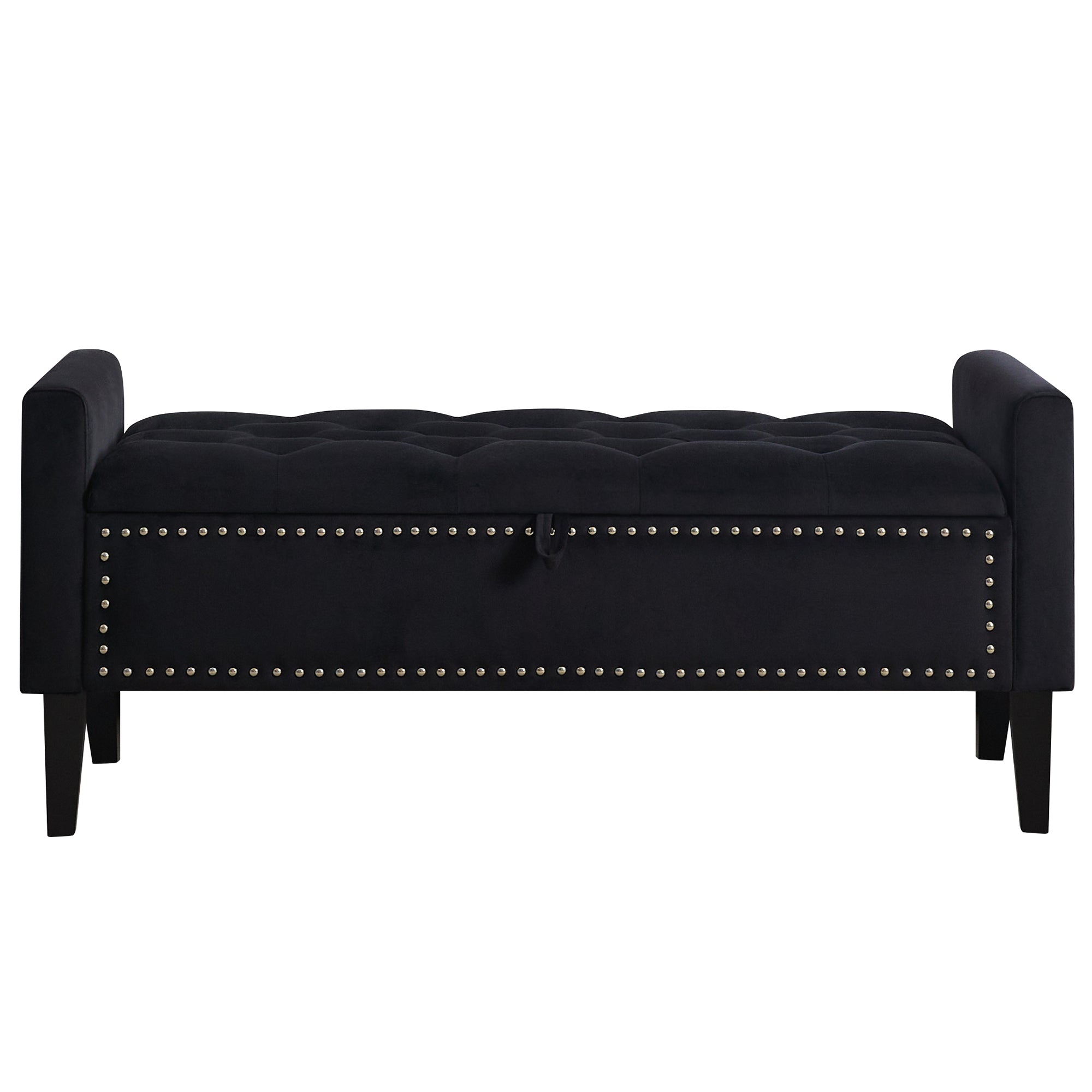 47" Velvet Storage Bench，Black