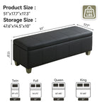 Faux Leather Storage Ottoman Bench, Rectangle Upholstered Storage Bench with Wooden Legs, Stitch Tufted Bench with Storage for Bedroom, Living Room, Entryway