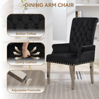 Velvet Dining Chair with Arms，Black