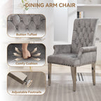 Velvet Dining Chair with Arms，Gray