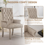 Velvet Dining Chair with Arms，Taupe