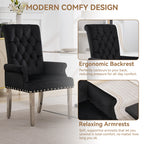 Velvet Dining Chair with Arms，Black