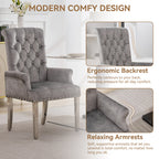 Velvet Dining Chair with Arms，Gray