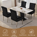 Velvet Dining Chair with Arms，Black