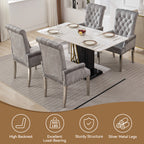 Velvet Dining Chair with Arms，Gray