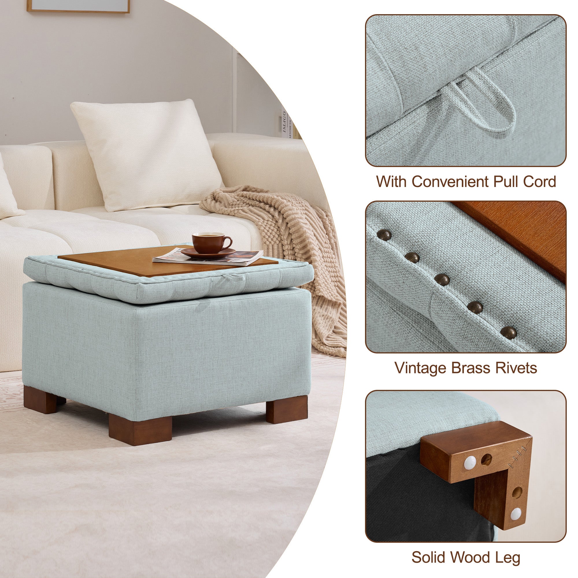 Square Storage Ottoman, 24 Inch