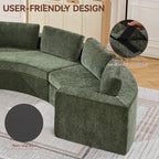 Curved Compression Sectional Couch，4 Seater，Green