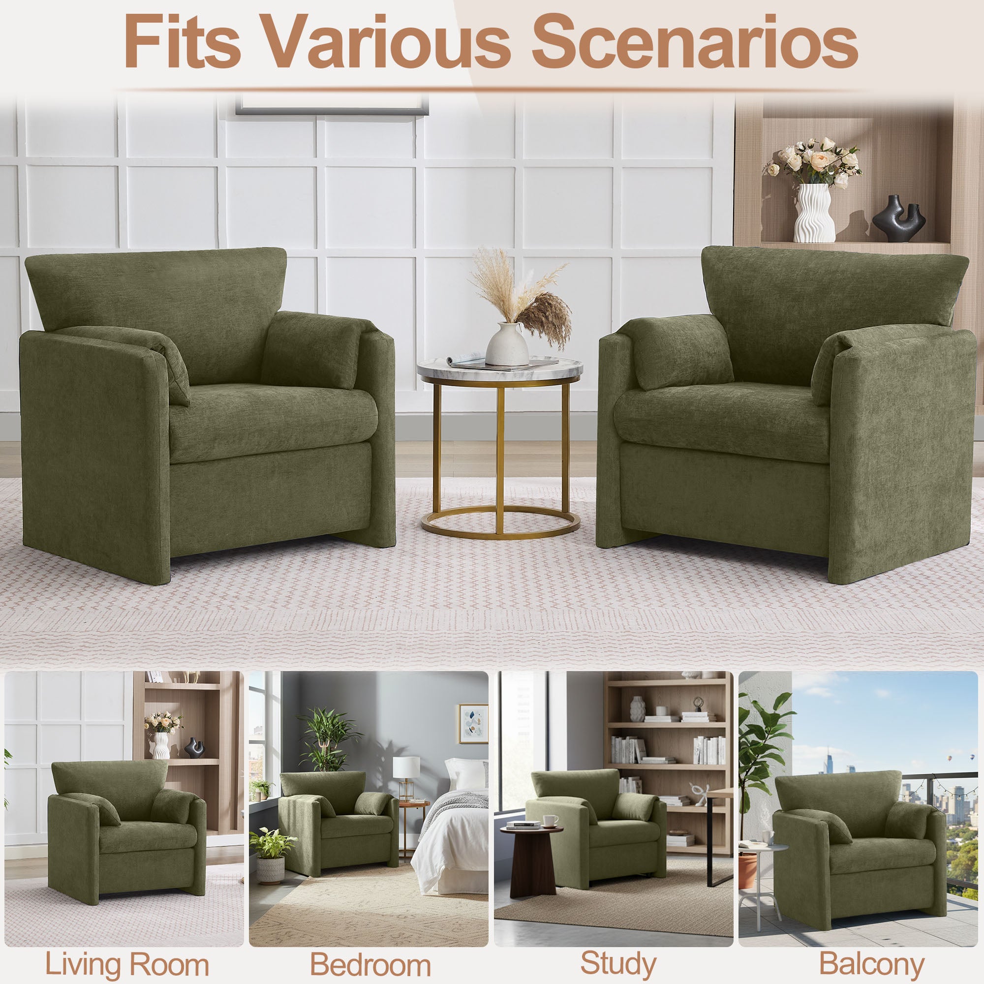 Oversized Accent Chair for Living Room，Green