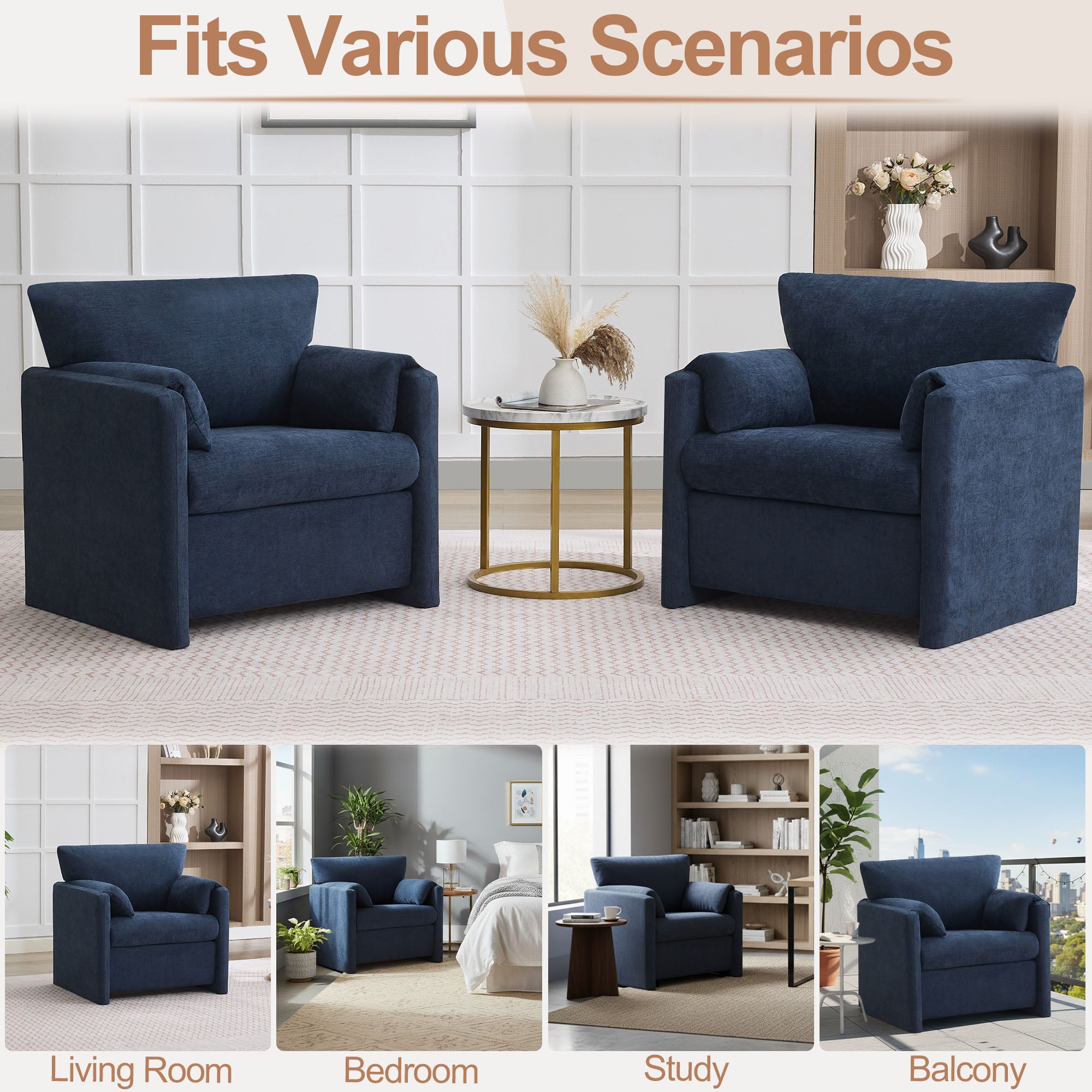 Oversized Accent Chair for Living Room，Blue