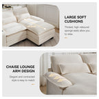 125'' U Shaped Cloud Modular Sectional Sofa with Chaise Lounges, Chenille Upholstered Comfy Couch with Storage Console, USB Charging Ports & Cup Holders, Modern Deep Seat Sofa for Living Room