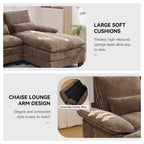 125'' U Shaped Cloud Modular Sectional Sofa with Chaise Lounges, Chenille Upholstered Comfy Couch with Storage Console, USB Charging Ports & Cup Holders, Modern Deep Seat Sofa for Living Room