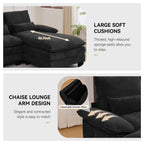 125'' U Shaped Cloud Modular Sectional Sofa with Chaise Lounges, Chenille Upholstered Comfy Couch with Storage Console, USB Charging Ports & Cup Holders, Modern Deep Seat Sofa for Living Room