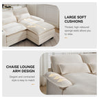 U Shaped Cloud Modular Sofa with Chaise Lounges，Beige