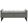 47" Velvet Storage Bench，Gray