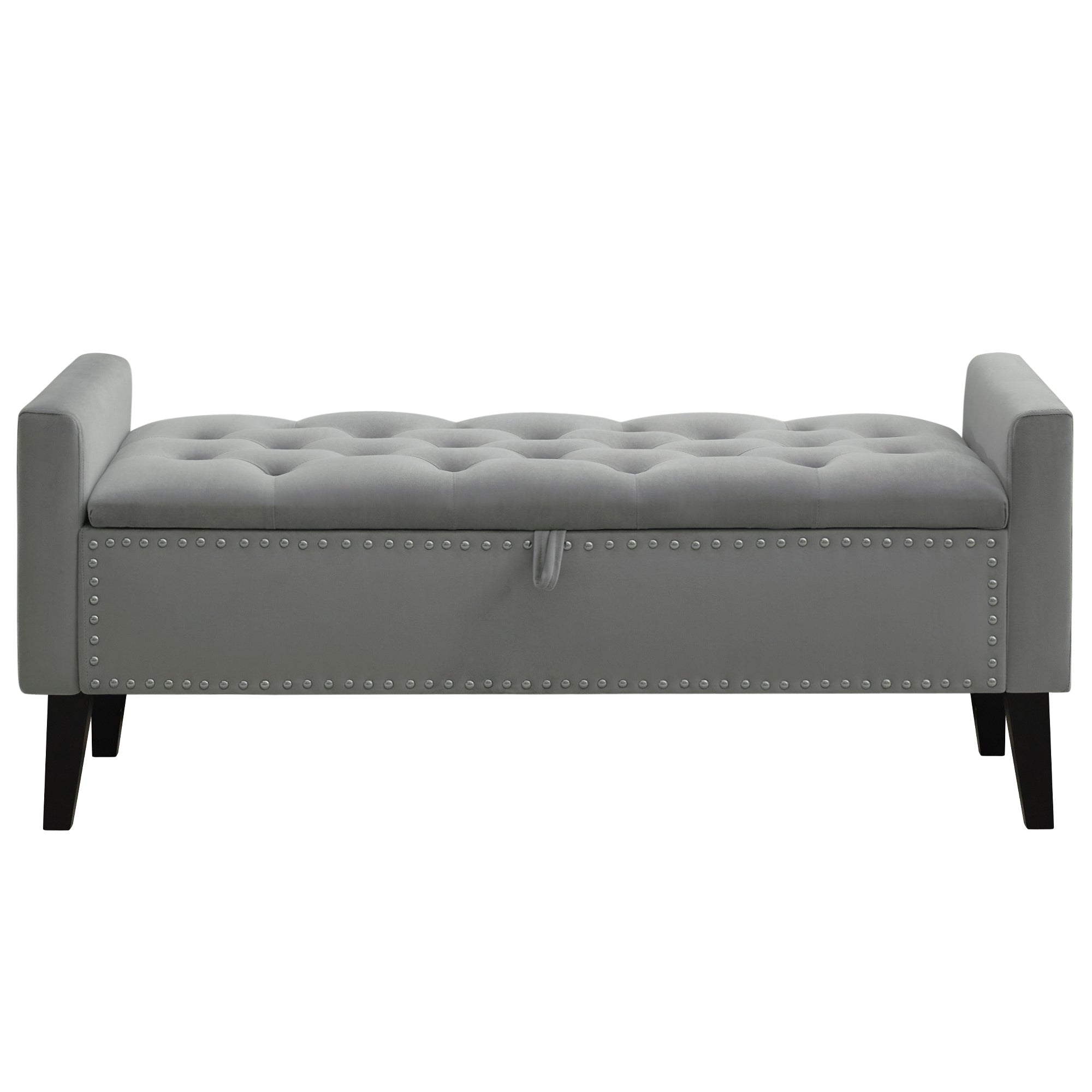 47" Velvet Storage Bench，Gray