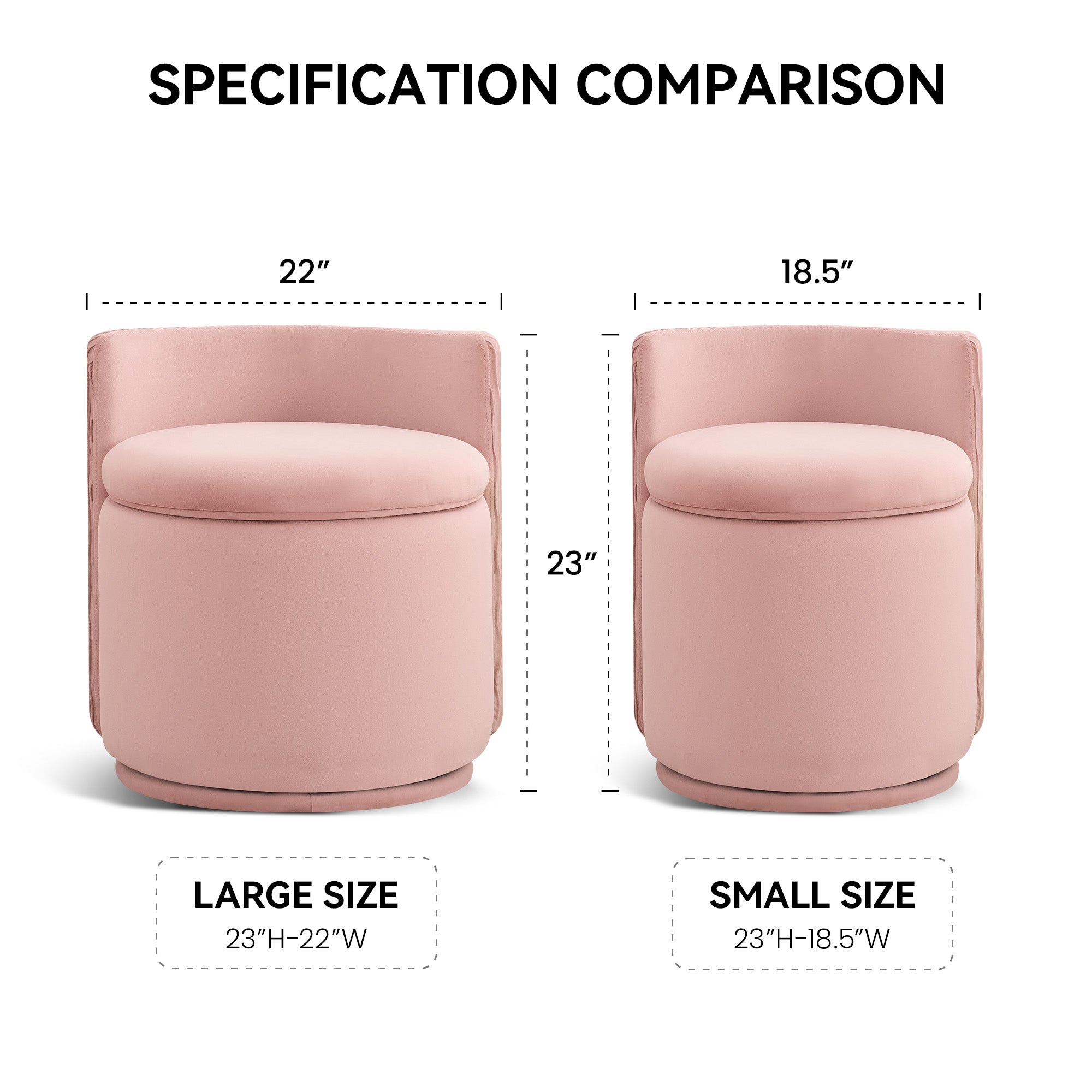 Vanity Chair with Storage，Velvet, Pink