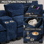 U Shaped Cloud Modular Sofa with Chaise Lounges，Navy