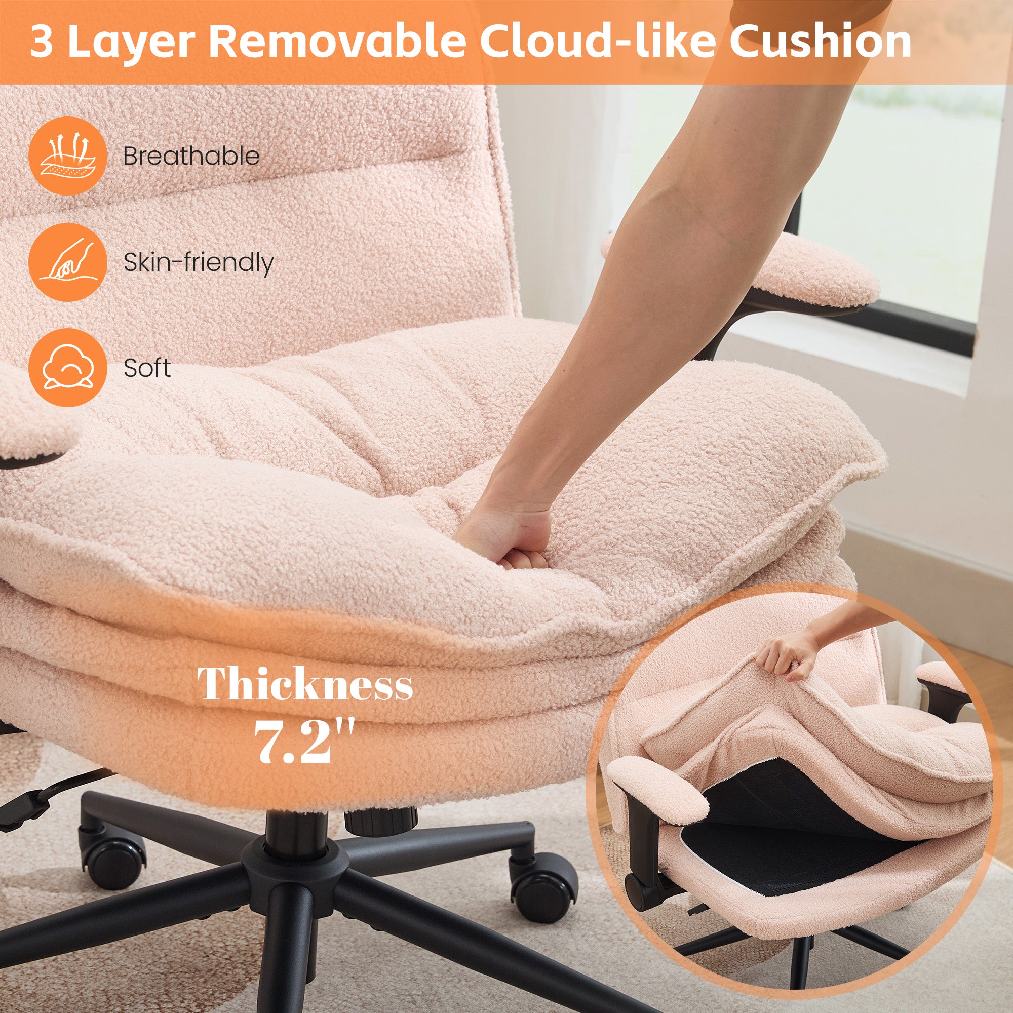 Criss Cross Chair with Flip-up Arms，Pink