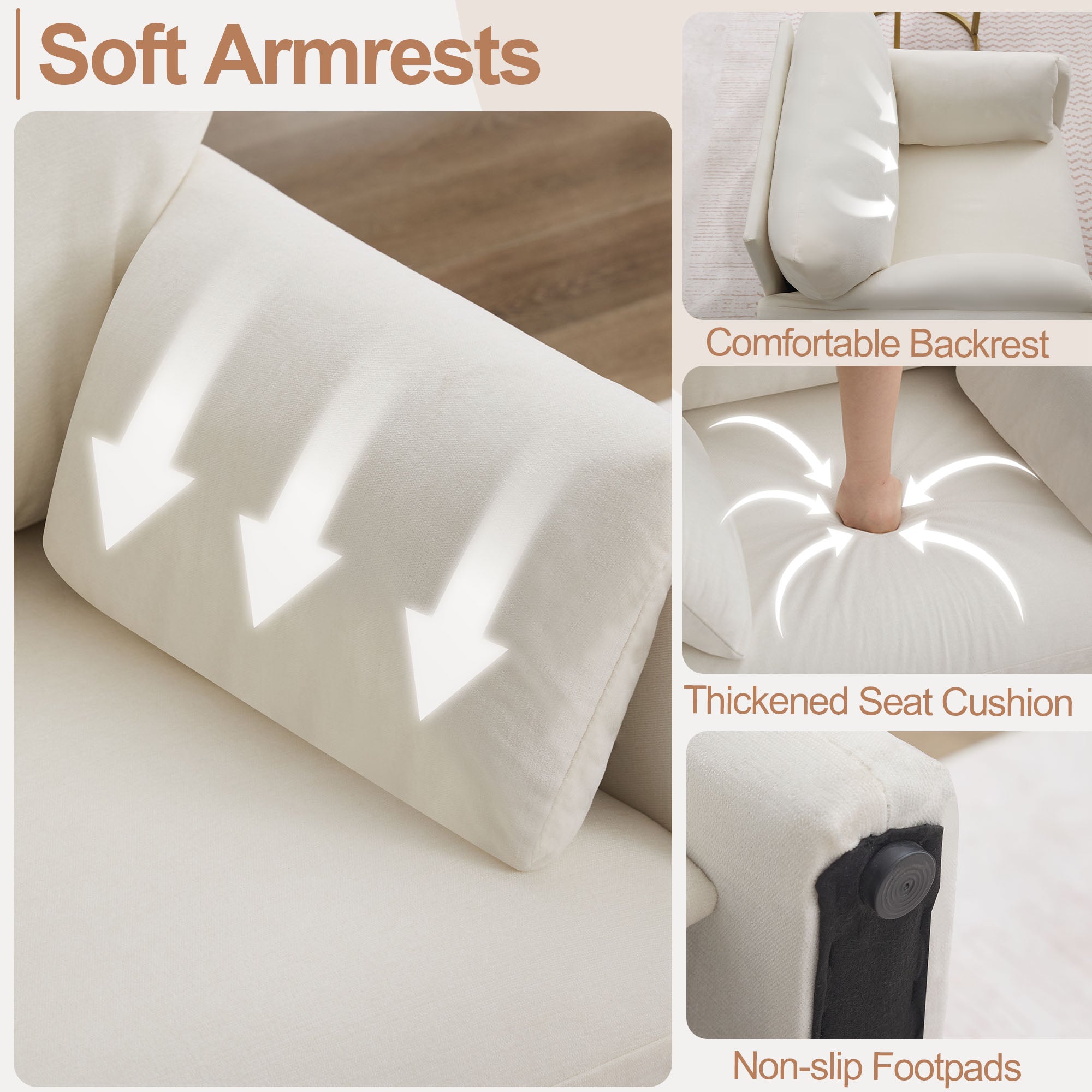 Oversized Accent Chair for Living Room，Beige