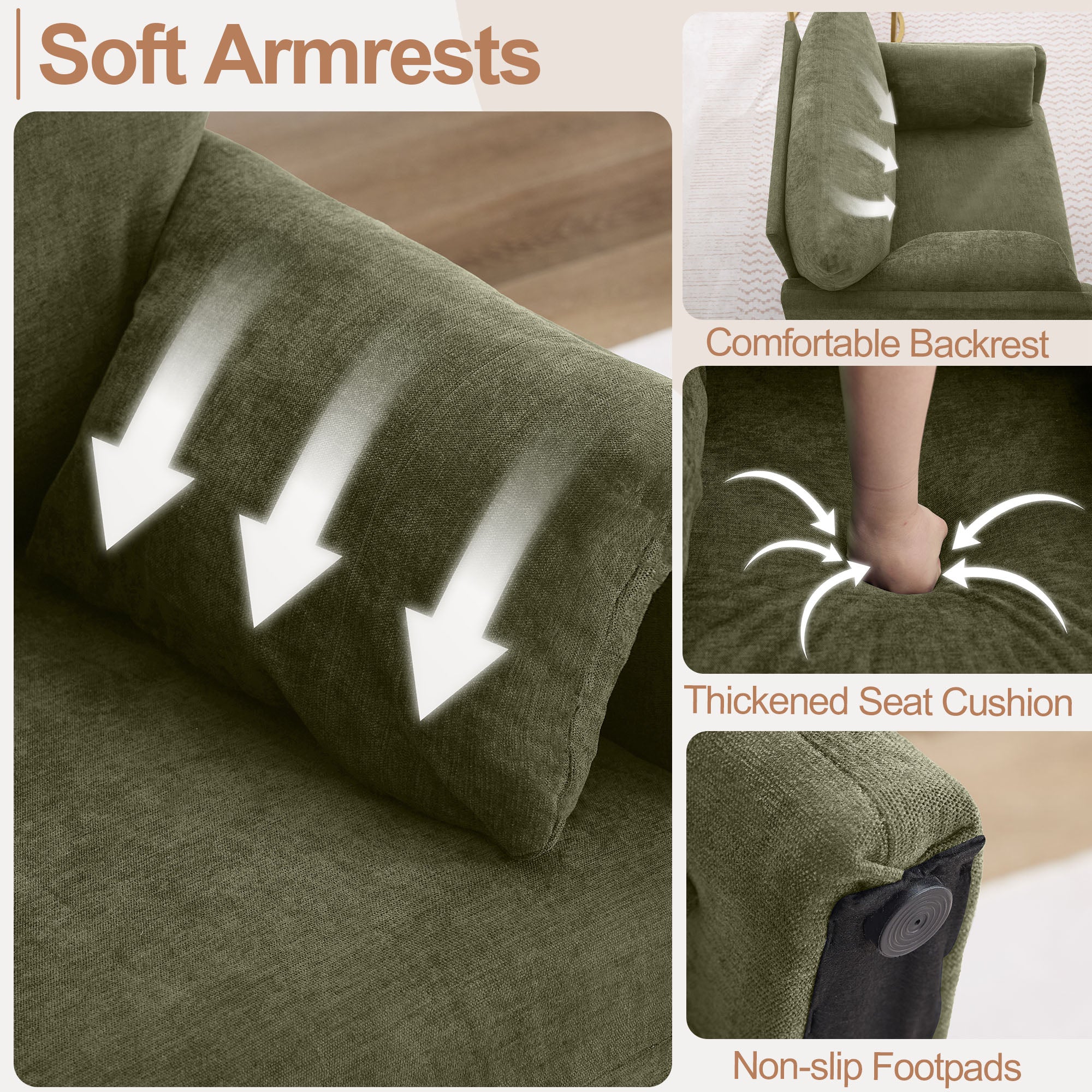 Oversized Accent Chair for Living Room，Green