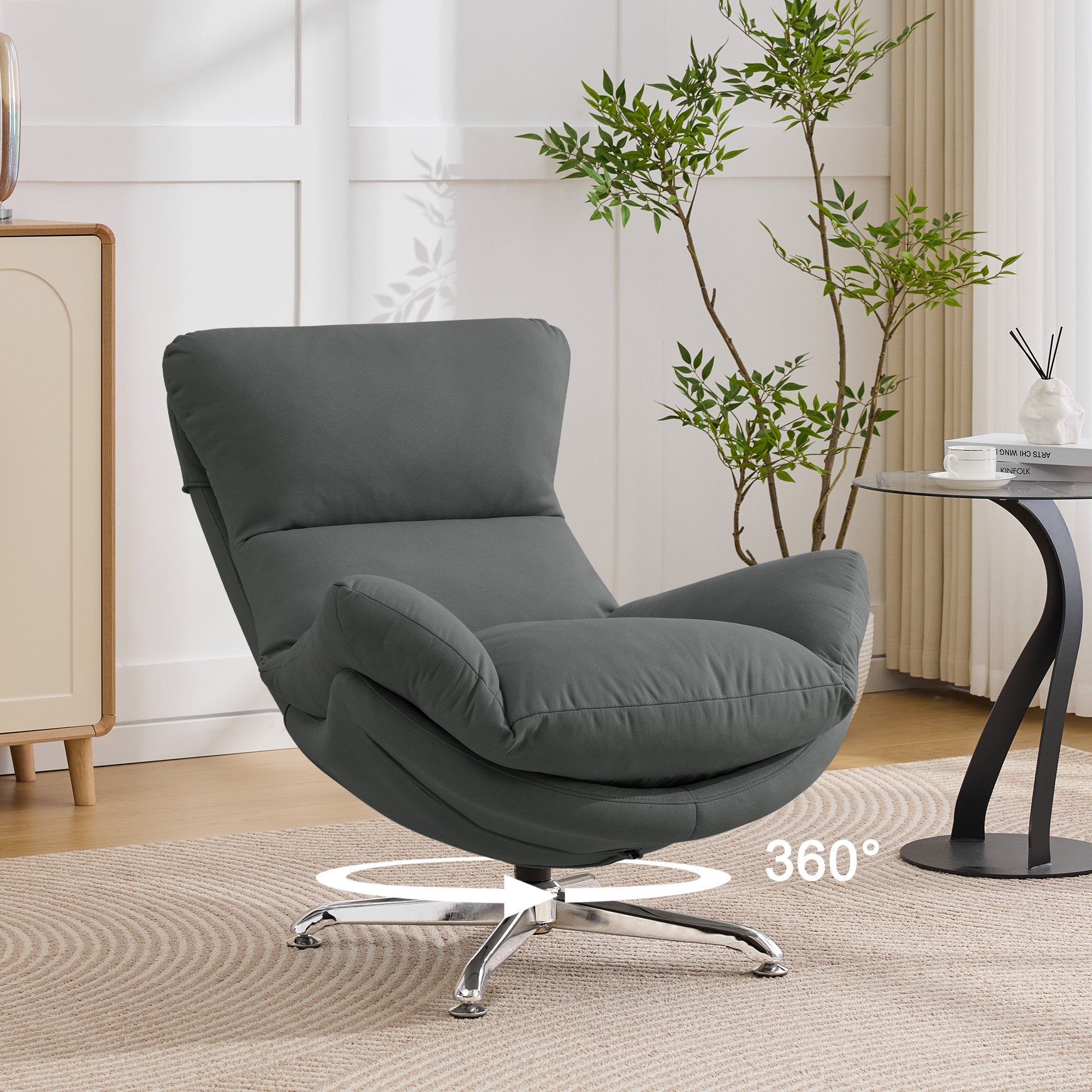 Swivel Oversized Accent Chair，Gray