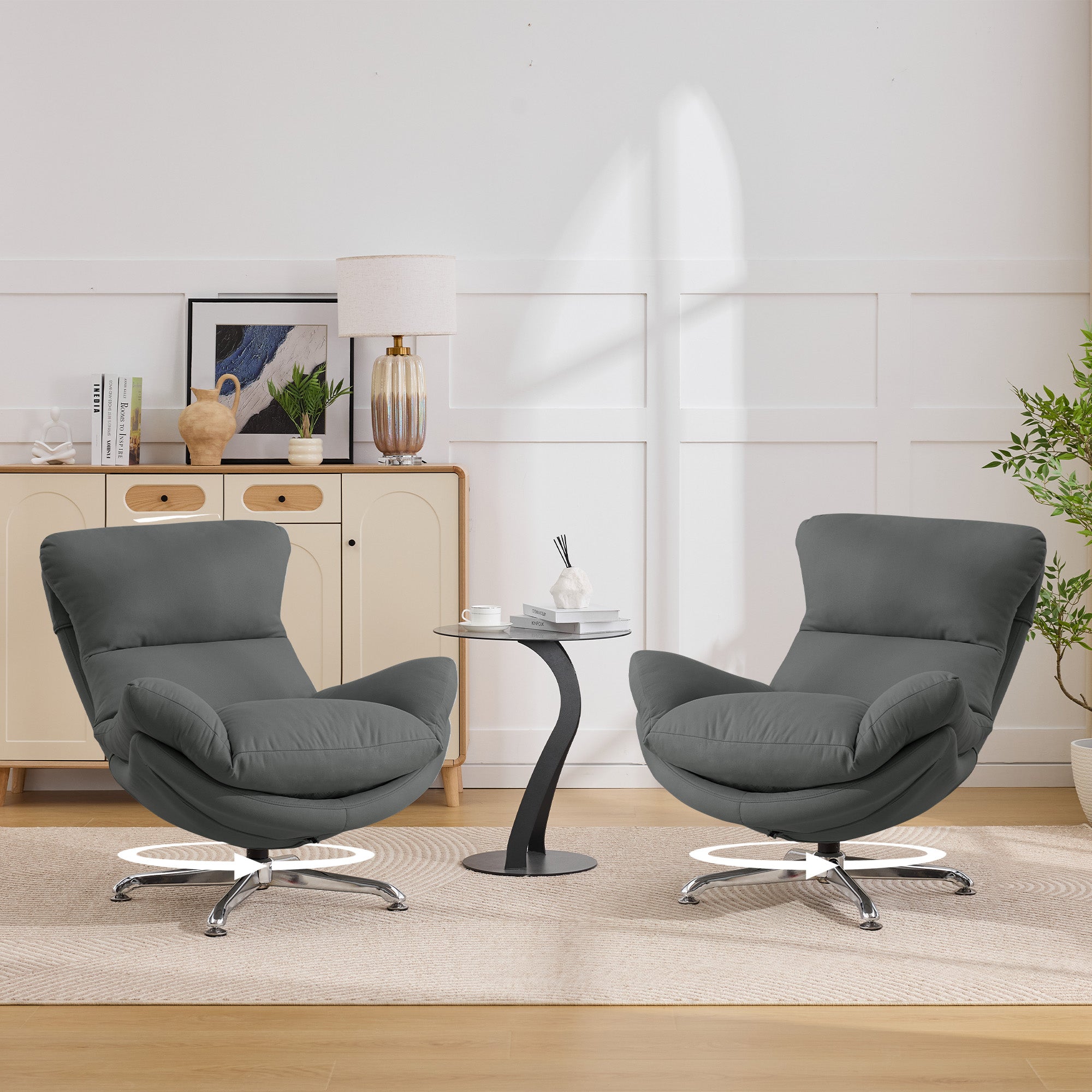 Swivel Oversized Accent Chair，Gray