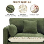 Modern Loveseat Sofa, 83.8 Inch 2 Seater Green Chenille Couch
