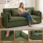 Modern Loveseat Sofa, 83.8 Inch 2 Seater Green Chenille Couch